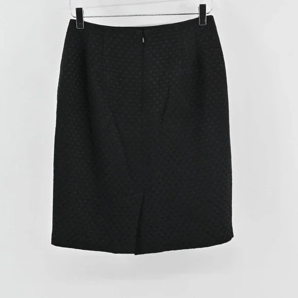 Linda Allard Ellen Tracy Pencil Skirt Size 8 Petite Textured Black Straight Work - Picture 2 of 10
